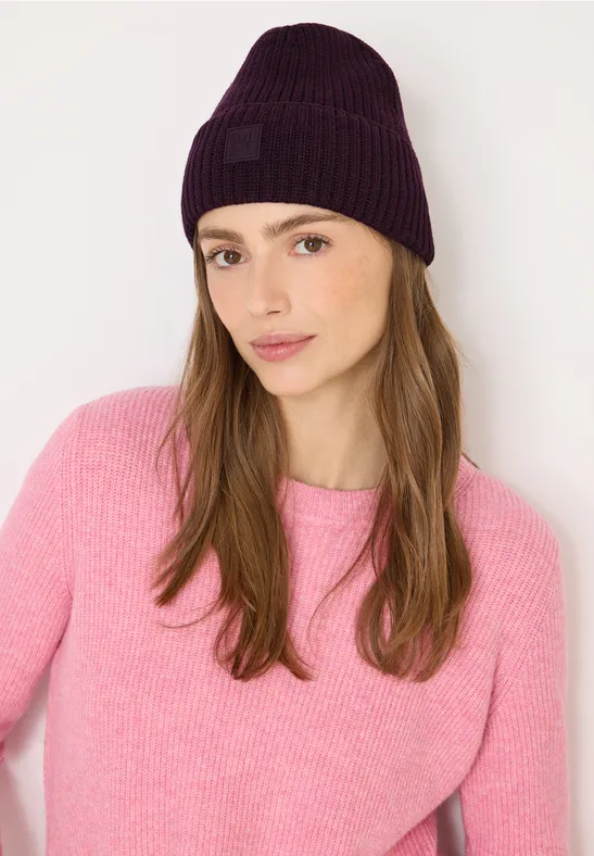 Beanie in Unifarbe eggplant red