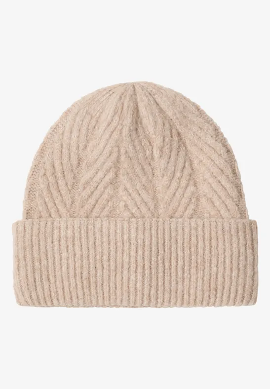 Bonnet tricoté avec structure sandalwood beige melange