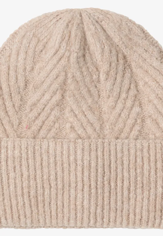 Bonnet tricoté avec structure sandalwood beige melange