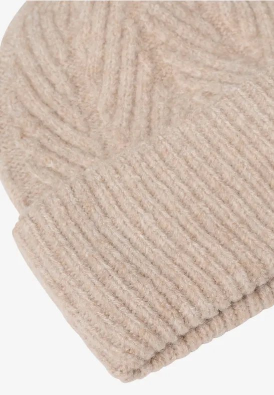 Bonnet tricoté avec structure sandalwood beige melange