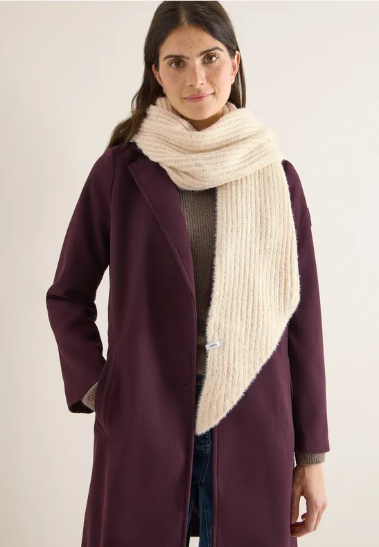 Driehoekige sjaal met glitter creamy white