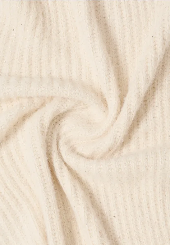 Driehoekige sjaal met glitter creamy white