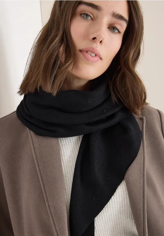 Schal mit Schmucksteinen Black
