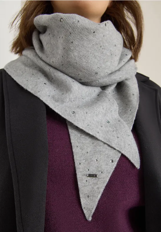 Schal mit Schmucksteinen mineral grey melange