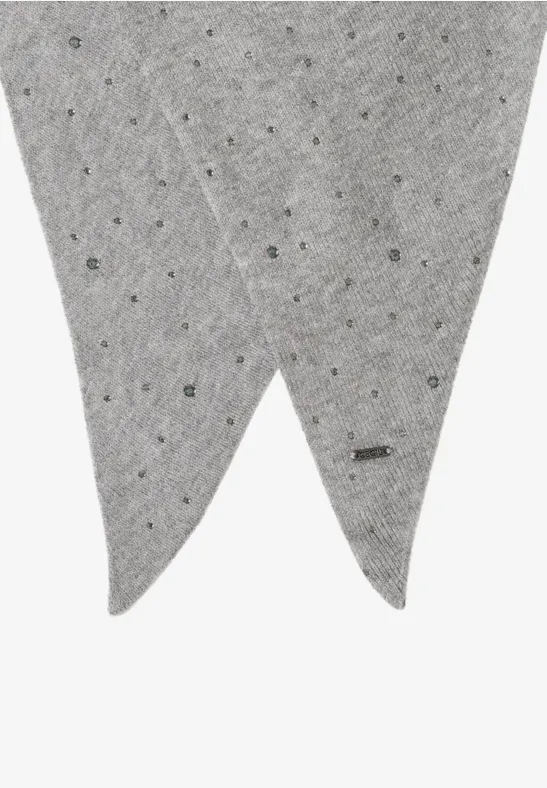 Schal mit Schmucksteinen mineral grey melange
