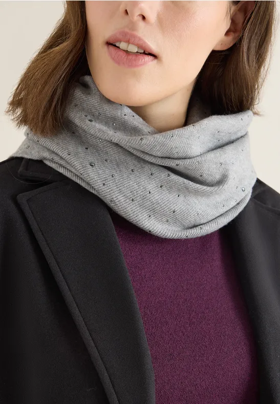Schal mit Schmucksteinen mineral grey melange