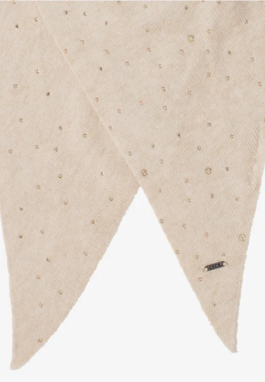 Schal mit Schmucksteinen desert beige melange