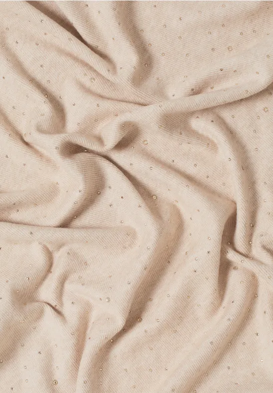 Schal mit Schmucksteinen desert beige melange