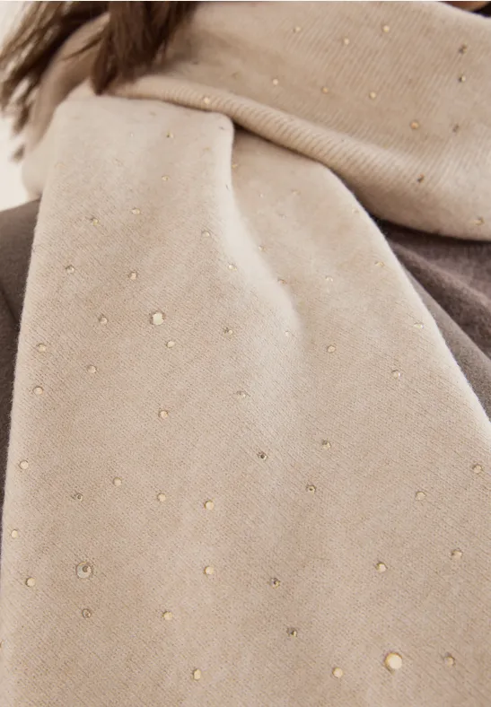 Schal mit Schmucksteinen desert beige melange