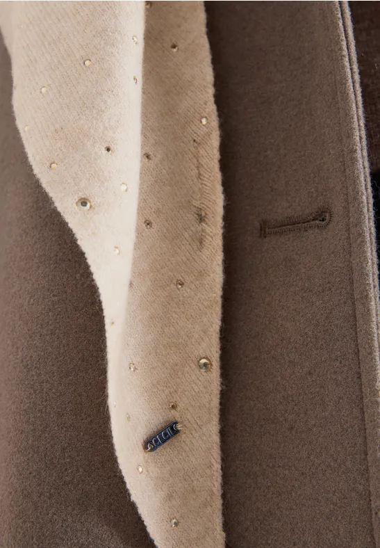 Schal mit Schmucksteinen desert beige melange