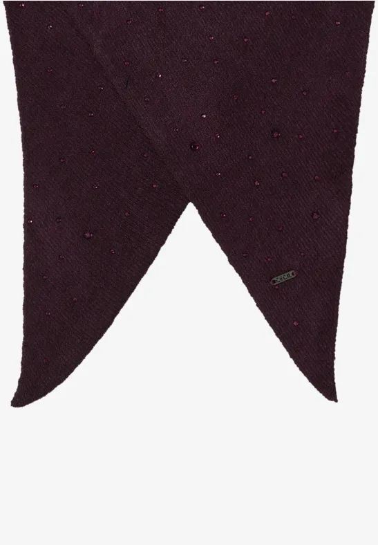 Schal mit Schmucksteinen eggplant red