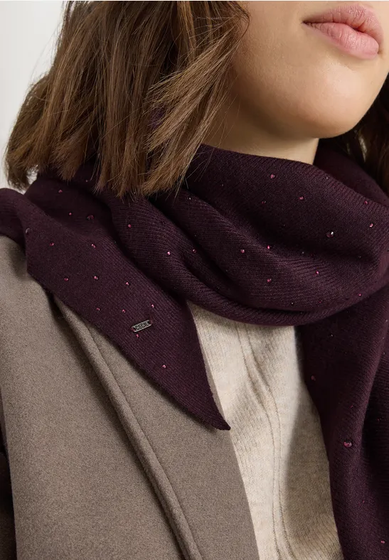 Schal mit Schmucksteinen eggplant red