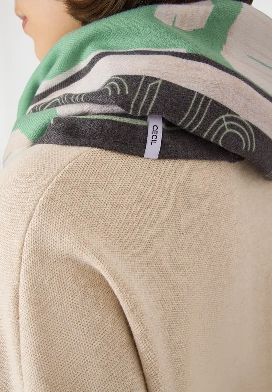 Gemusterter Loop-Schal dark bamboo green