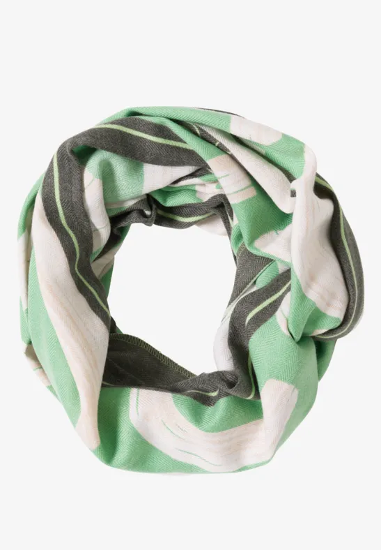 Gemusterter Loop-Schal dark bamboo green
