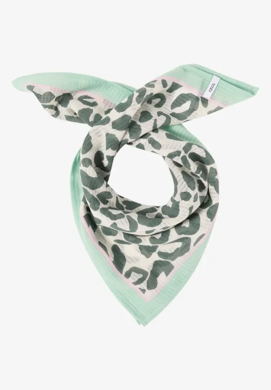 Bandana mit Struktur und Leo-Print macadamia beige
