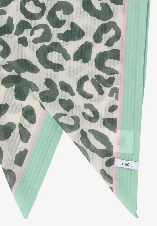 Bandana mit Struktur und Leo-Print macadamia beige