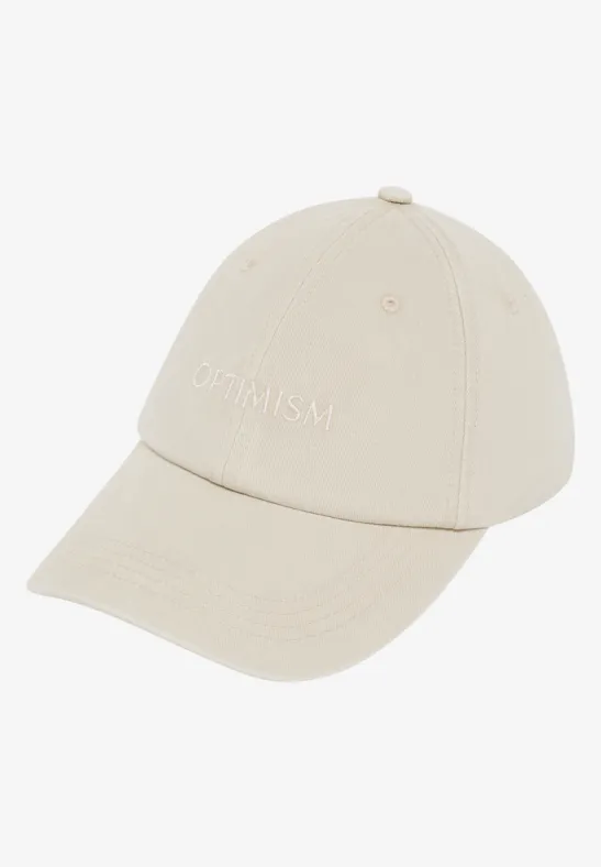 Casquette en coton avec broderie macadamia beige