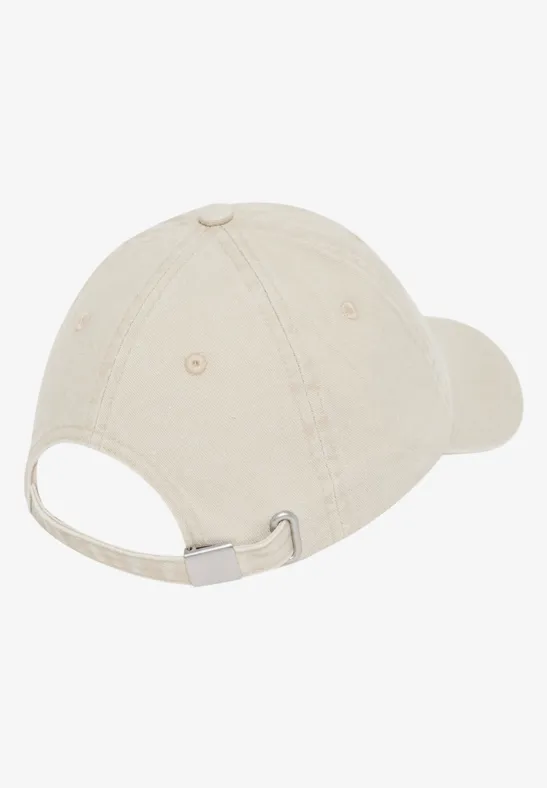Casquette en coton avec broderie macadamia beige