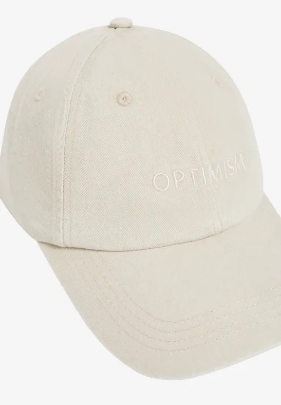 Casquette en coton avec broderie macadamia beige