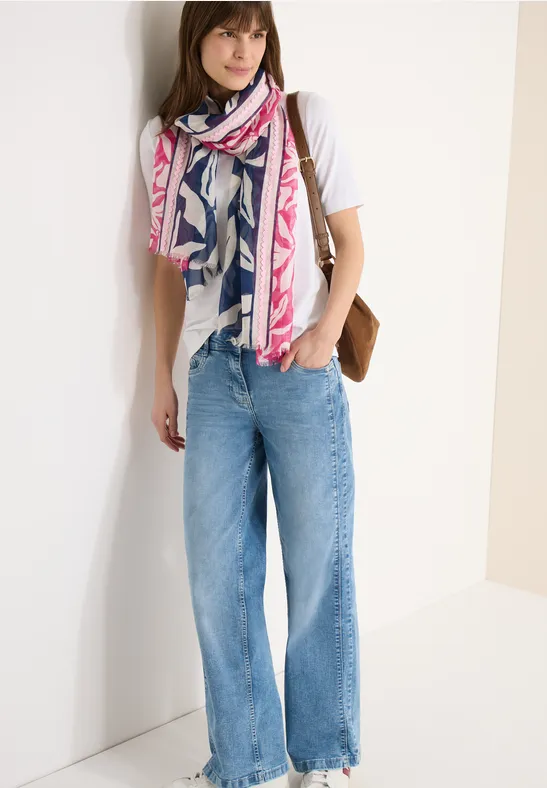 Schal mit Print und Tapedetail sporty denim blue
