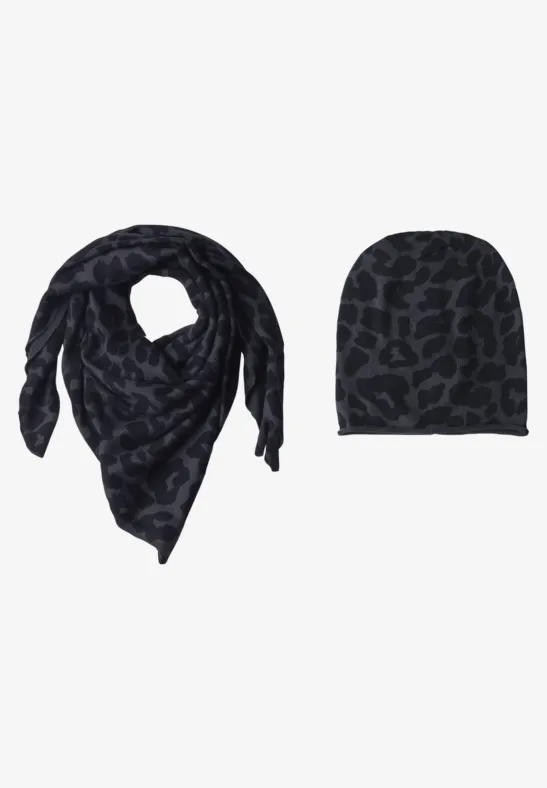 Dreieckstuch mit Leo-Muster dark navy blue