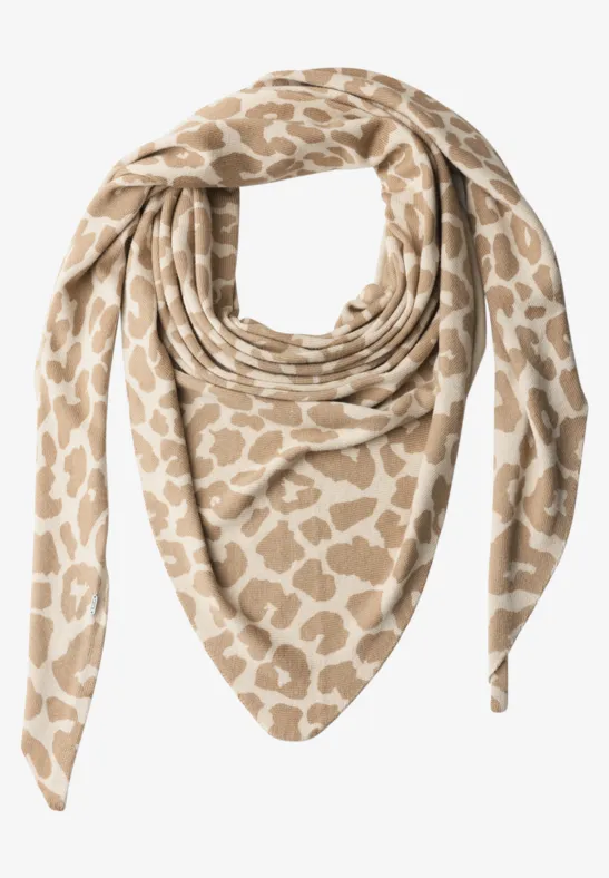 Dreieckstuch mit Leo-Muster powder beige