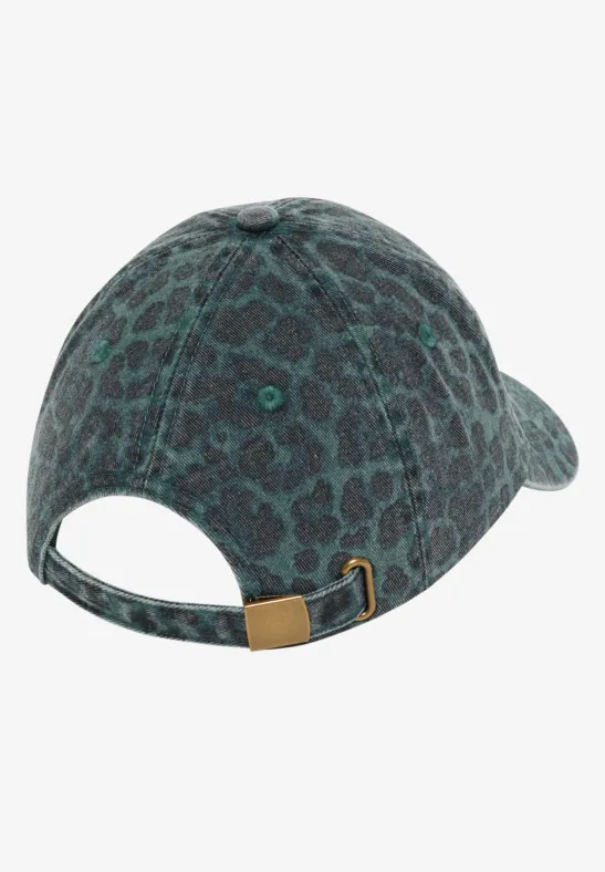 Casquette avec motif léopard et slogan dried olive green