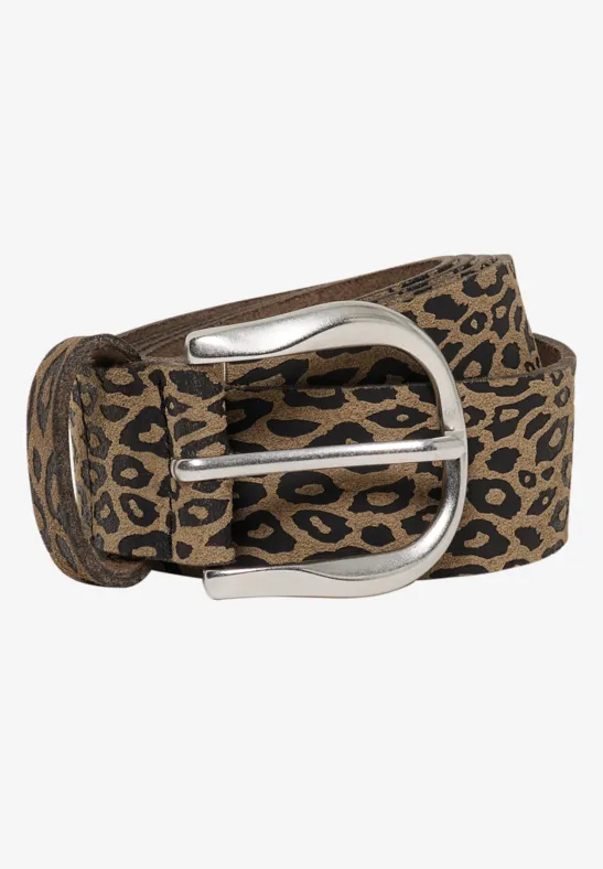 Ceinture avec motif léopard Black