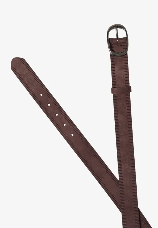 Ceinture à rayures Suede Brown