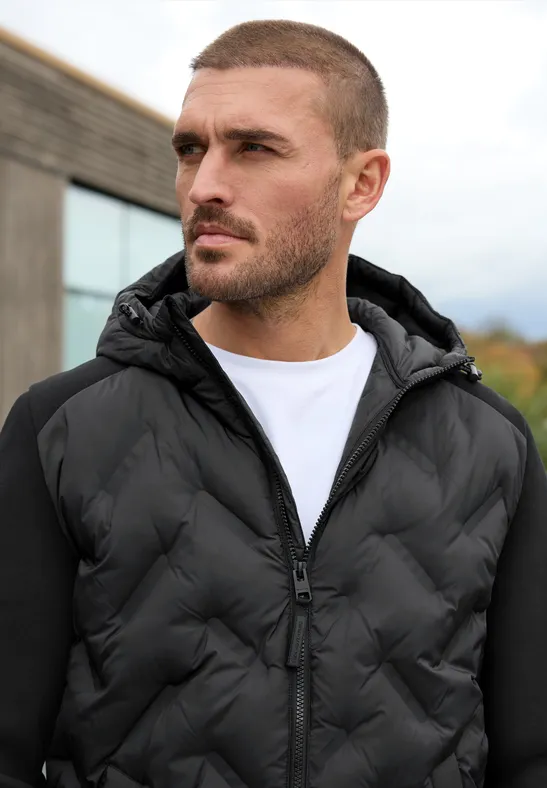 Steppjacke mit Sweat-Ärmeln ink  black