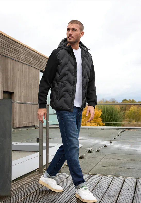 Steppjacke mit Sweat-Ärmeln ink  black