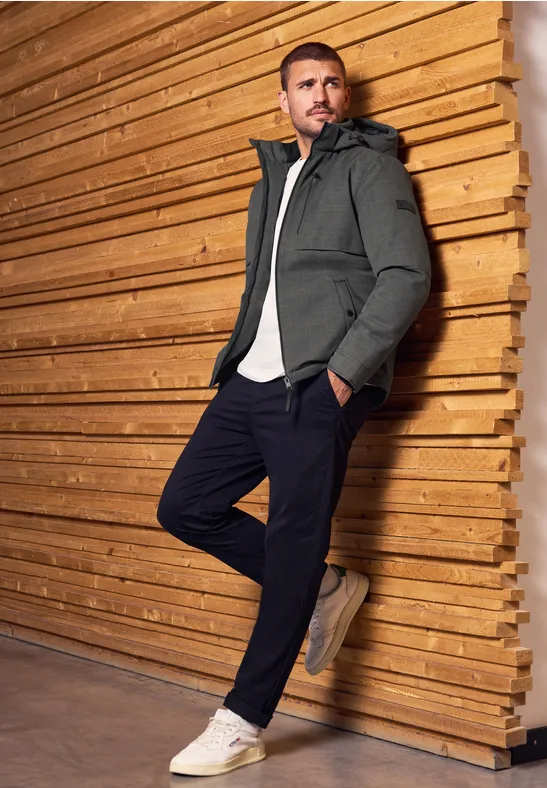 Jacke mit abnehmbarer Kapuze warm rock brown melange