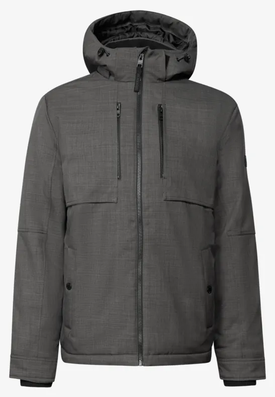Jacke mit abnehmbarer Kapuze warm rock brown melange