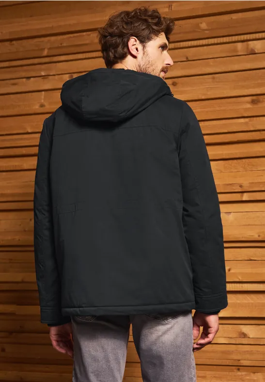 Gefütterte Kapuzenjacke brilliant black