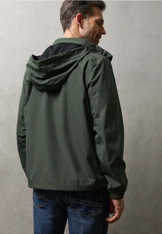 Jas met capuchon in de kraag safari green