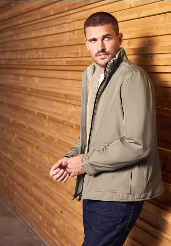 Overshirt mit Teddy-Futter warm rock brown