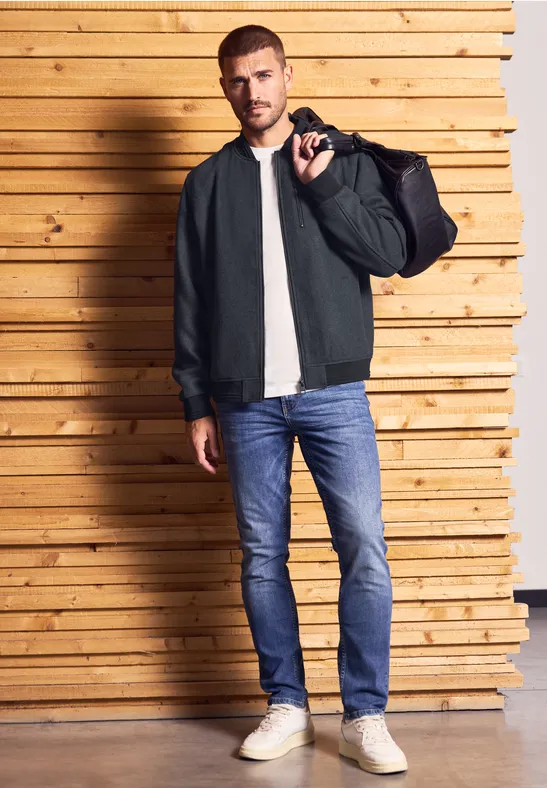 Blouson mit Wollanteil nightwalk blue