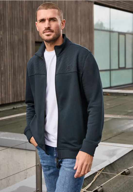 Strukturdetail Sweatjacke nocturnal blue