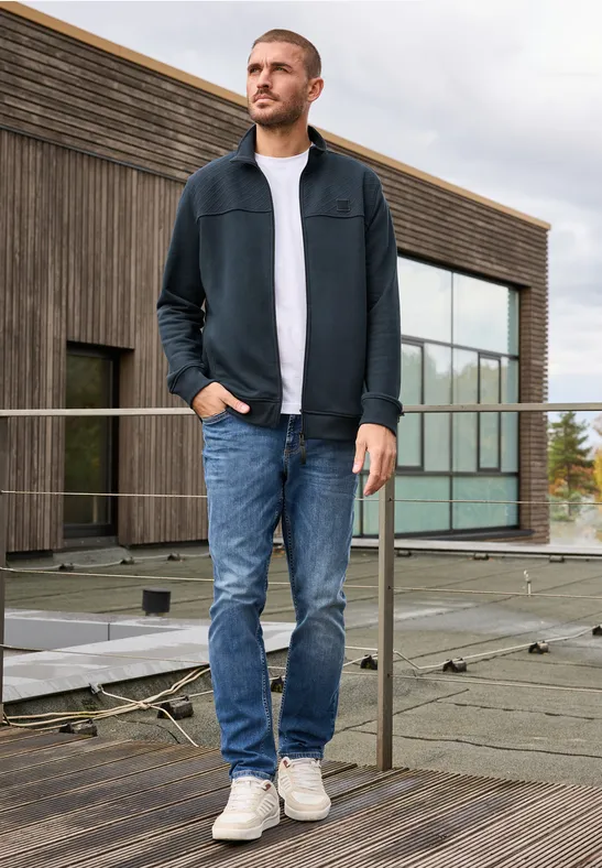 Strukturdetail Sweatjacke nocturnal blue