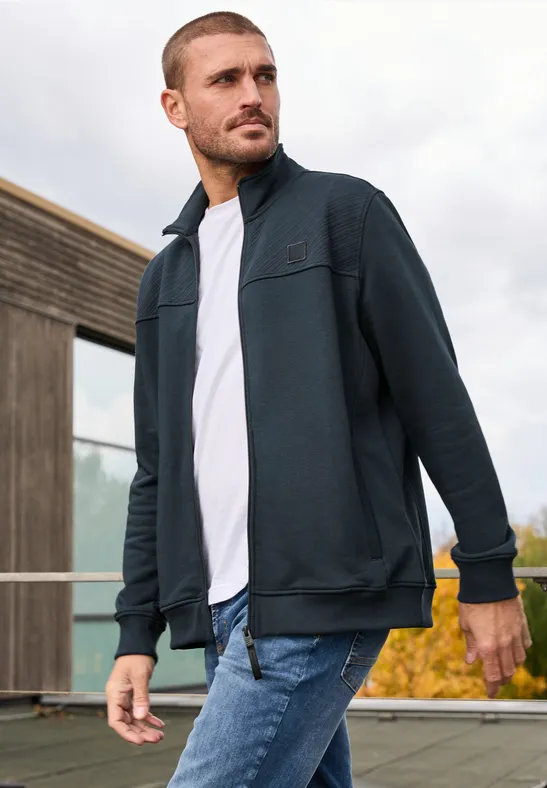 Strukturdetail Sweatjacke nocturnal blue