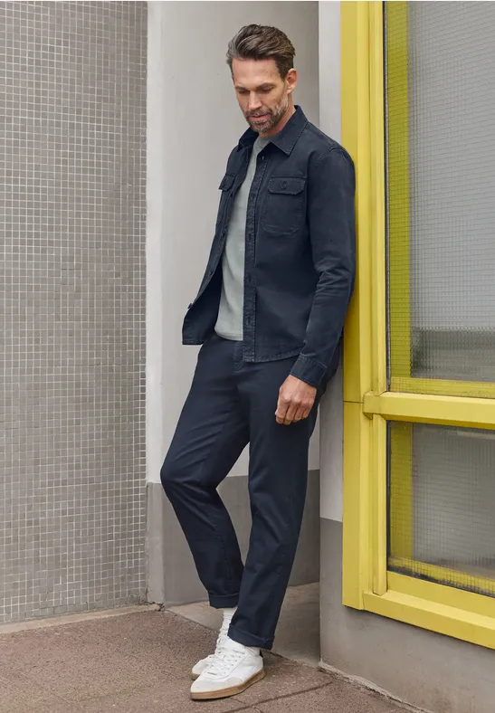 Twill overhemd summer night blue