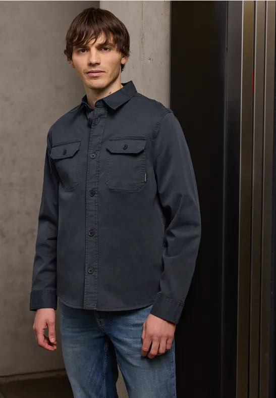 Overhemd geverfd dark ink blue