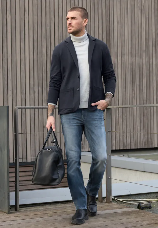 Terry Slub Sakko dark ink blue