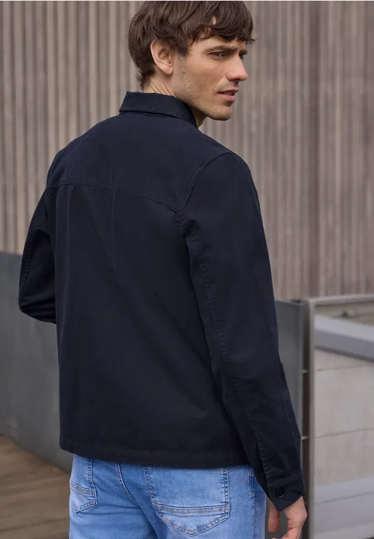 Overshirt im Washed-Look mit Taschen dark ink blue