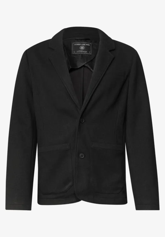 Schwarzer Herren-Blazer mit Reverskragen und zwei Knöpfen