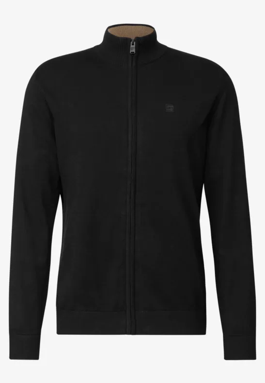Basic Strickjacke mit Zipper Black