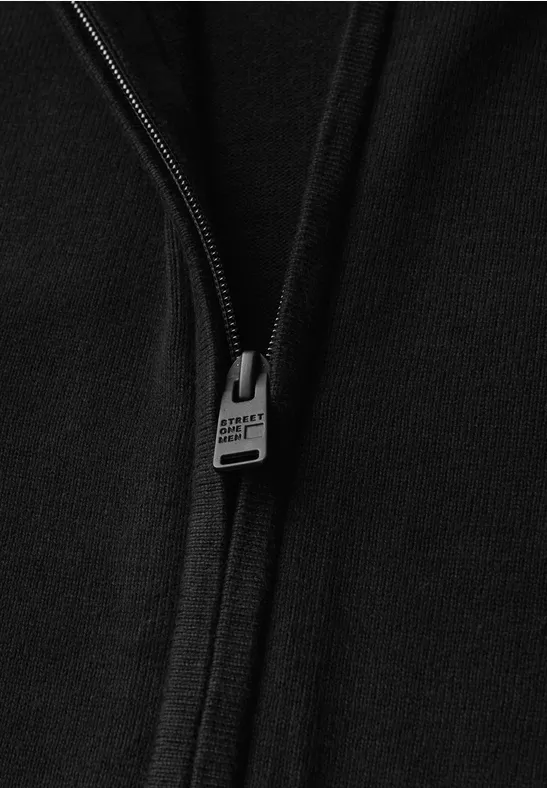 Basic Strickjacke mit Zipper Black