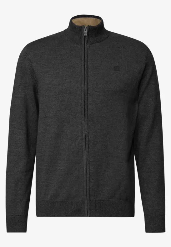 Basic Strickjacke mit Zipper anthra grey melange
