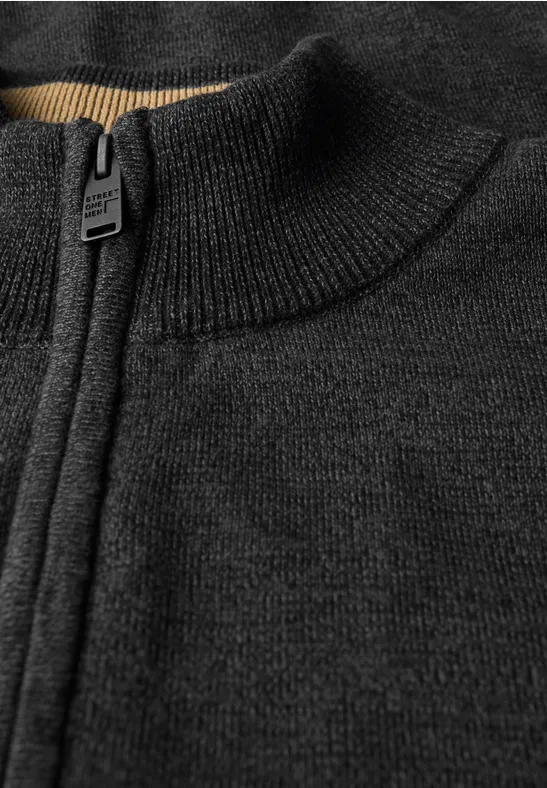 Basic Strickjacke mit Zipper anthra grey melange