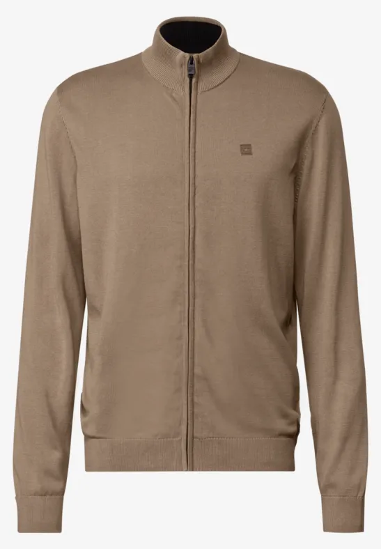 Basic Strickjacke mit Zipper dull brown